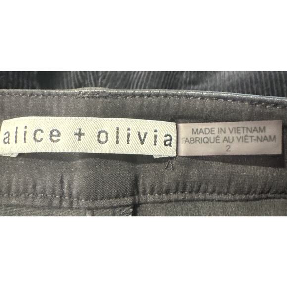 Alice + Olivia Lambskin Leather Corduroy Flare Crop Pants Womens Size 2 READ - Picture 7 of 10